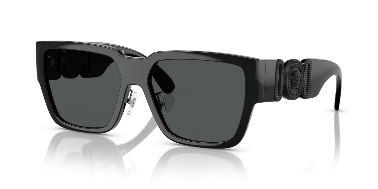 Occhiali da sole Versace VE 4483D (536087) colore nero forma rettangolare lenti grigio scuro