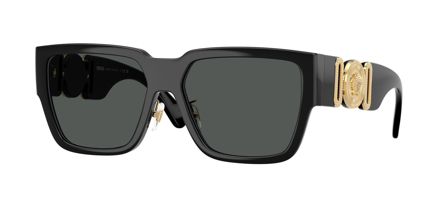 Occhiali da sole Versace VE 4483D (GB1/87) colore nero forma rettangolare lenti grigio scuro