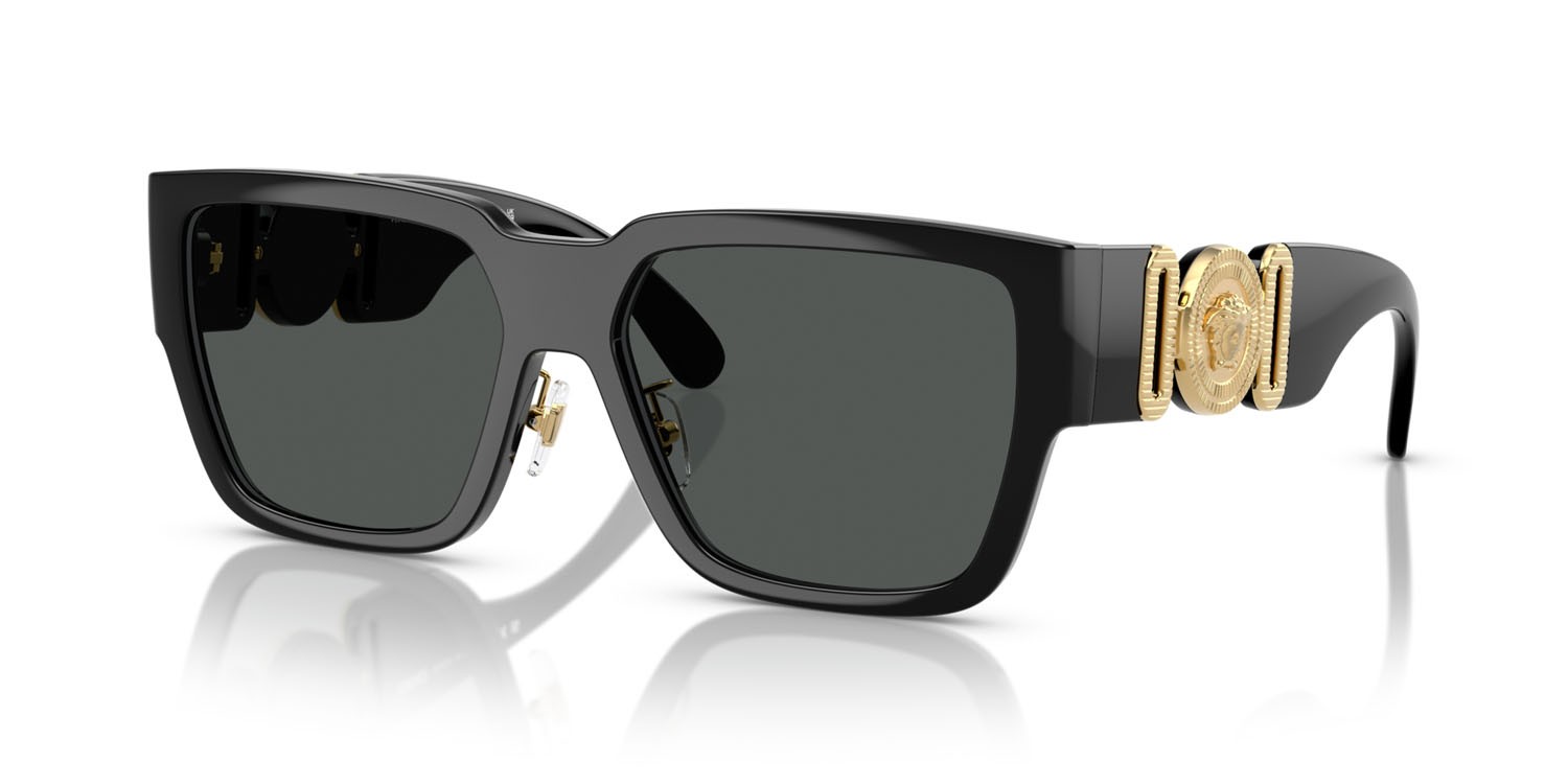 Occhiali da sole Versace VE 4483D (GB1/87) colore nero forma rettangolare lenti grigio scuro