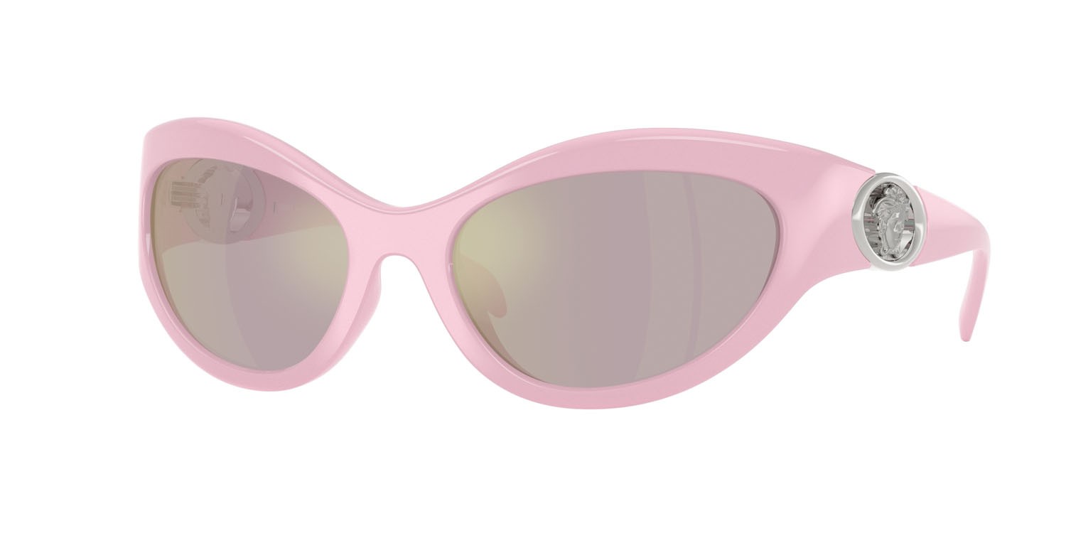 Occhiali da sole Versace VE 4485 (5521/Z) colore rosa forma cat eye lenti rosa specchiato oro rose