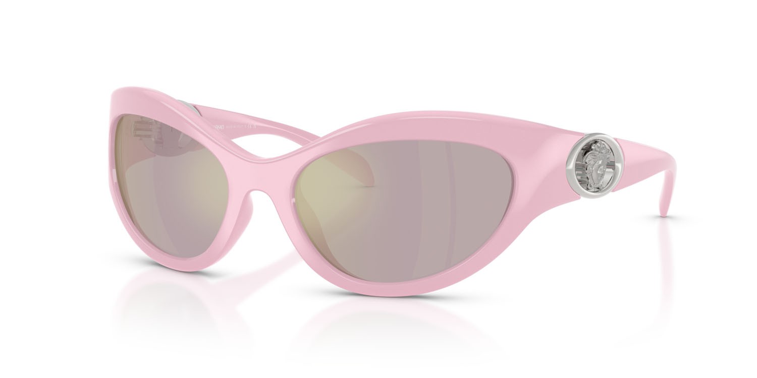 Occhiali da sole Versace VE 4485 (5521/Z) colore rosa forma cat eye lenti rosa specchiato oro rose