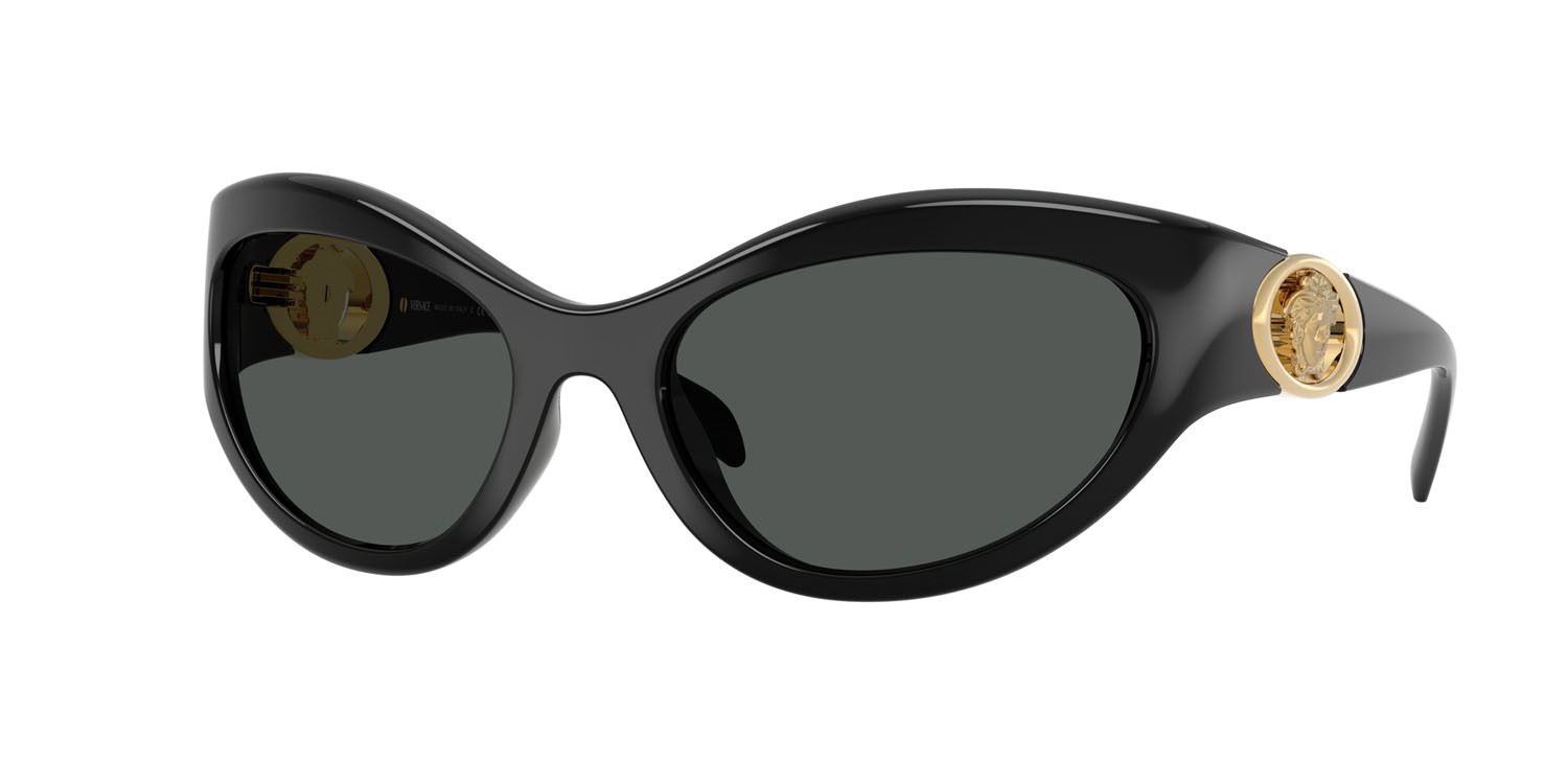 Occhiali da sole Versace VE 4485 (GB1/87) colore nero forma cat eye lenti grigio scuro