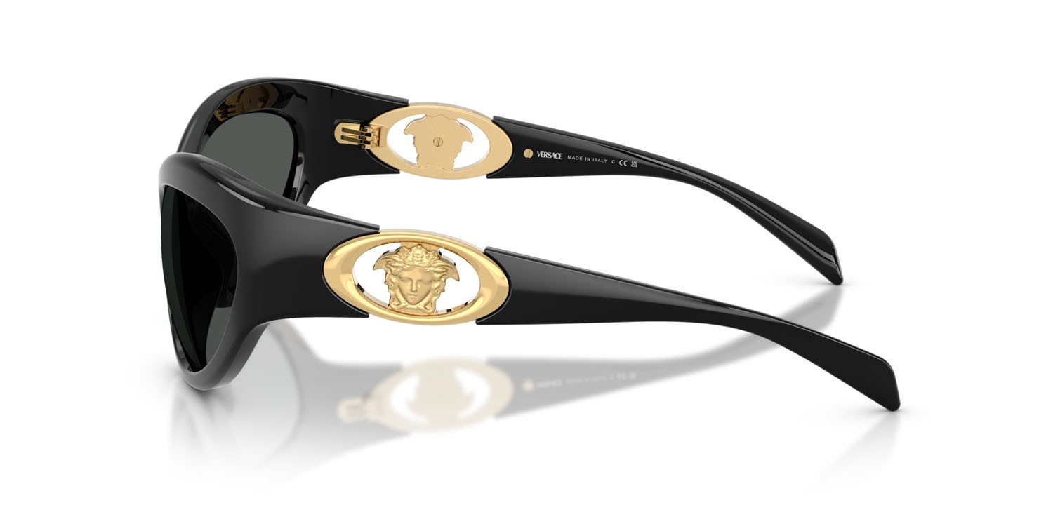 Occhiali da sole Versace VE 4485 (GB1/87) colore nero forma cat eye lenti grigio scuro