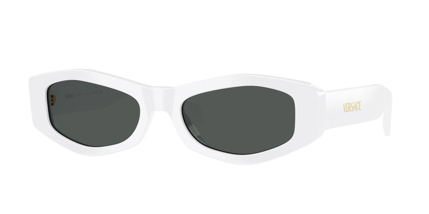 Occhiali da sole Versace VE 4487 (314/87) colore bianco forma irregolare lenti grigio scuro