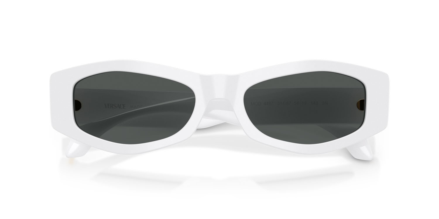 Occhiali da sole Versace VE 4487 (314/87) colore bianco forma irregolare lenti grigio scuro