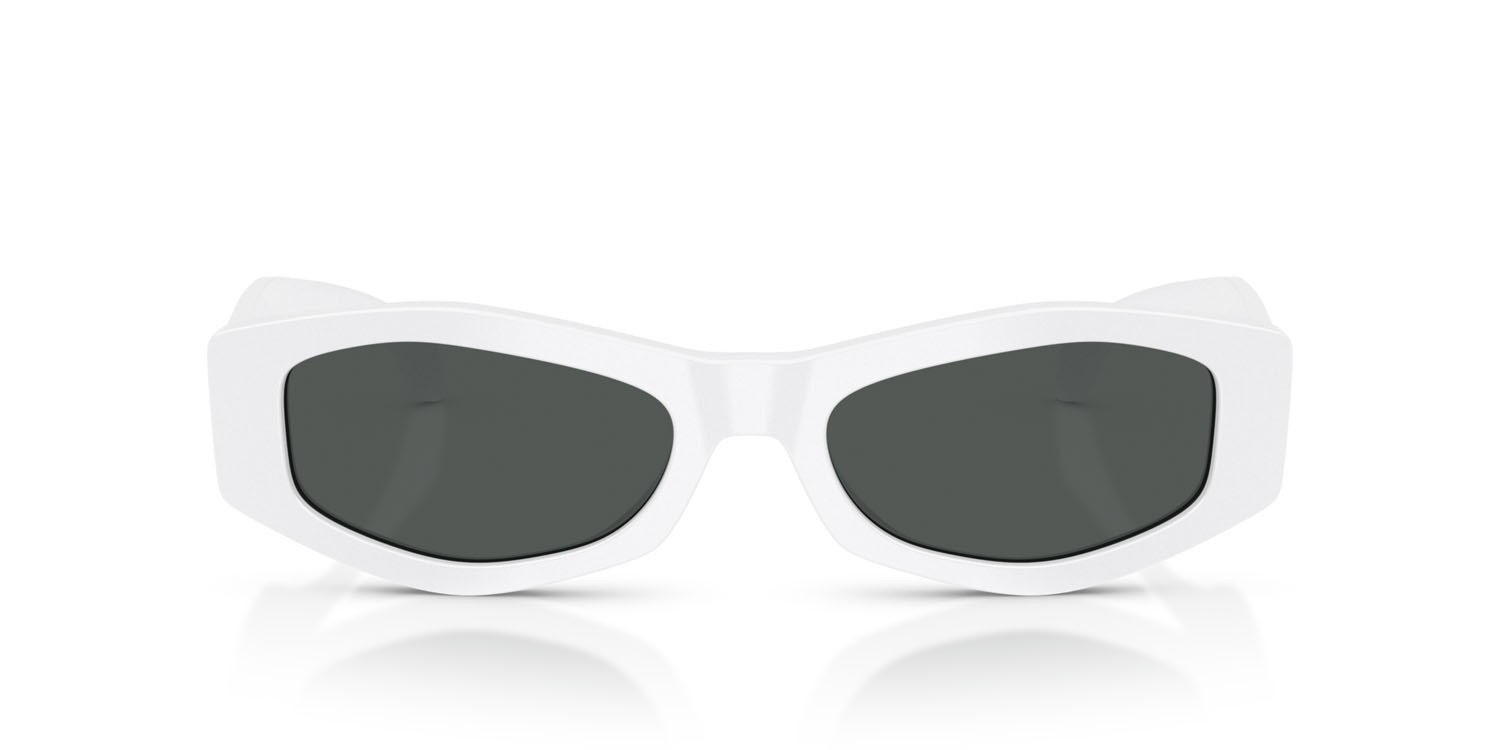 Occhiali da sole Versace VE 4487 (314/87) colore bianco forma irregolare lenti grigio scuro