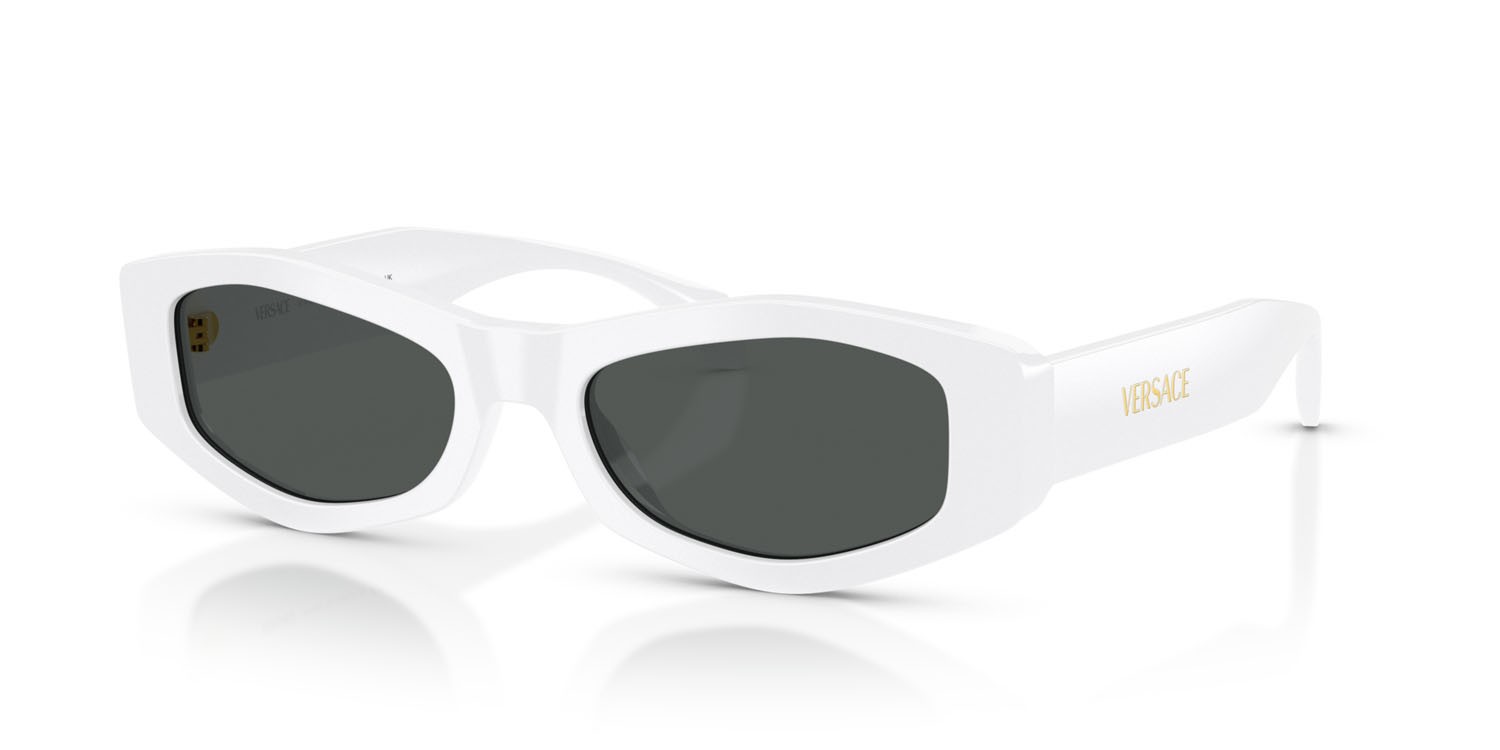 Occhiali da sole Versace VE 4487 (314/87) colore bianco forma irregolare lenti grigio scuro