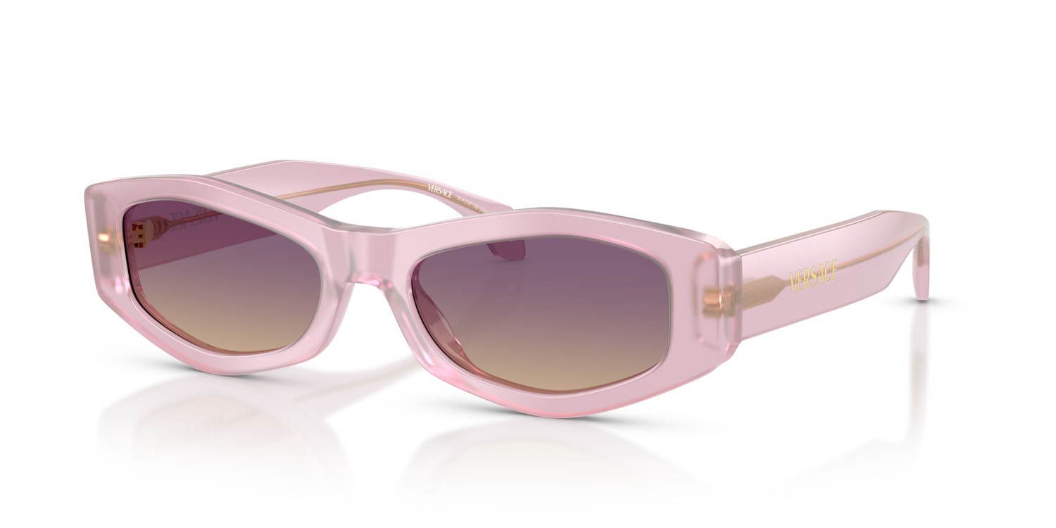 Occhiali da sole Versace VE 4487 (551370) colore opal lillac forma irregolare lenti giallo sfumato viola