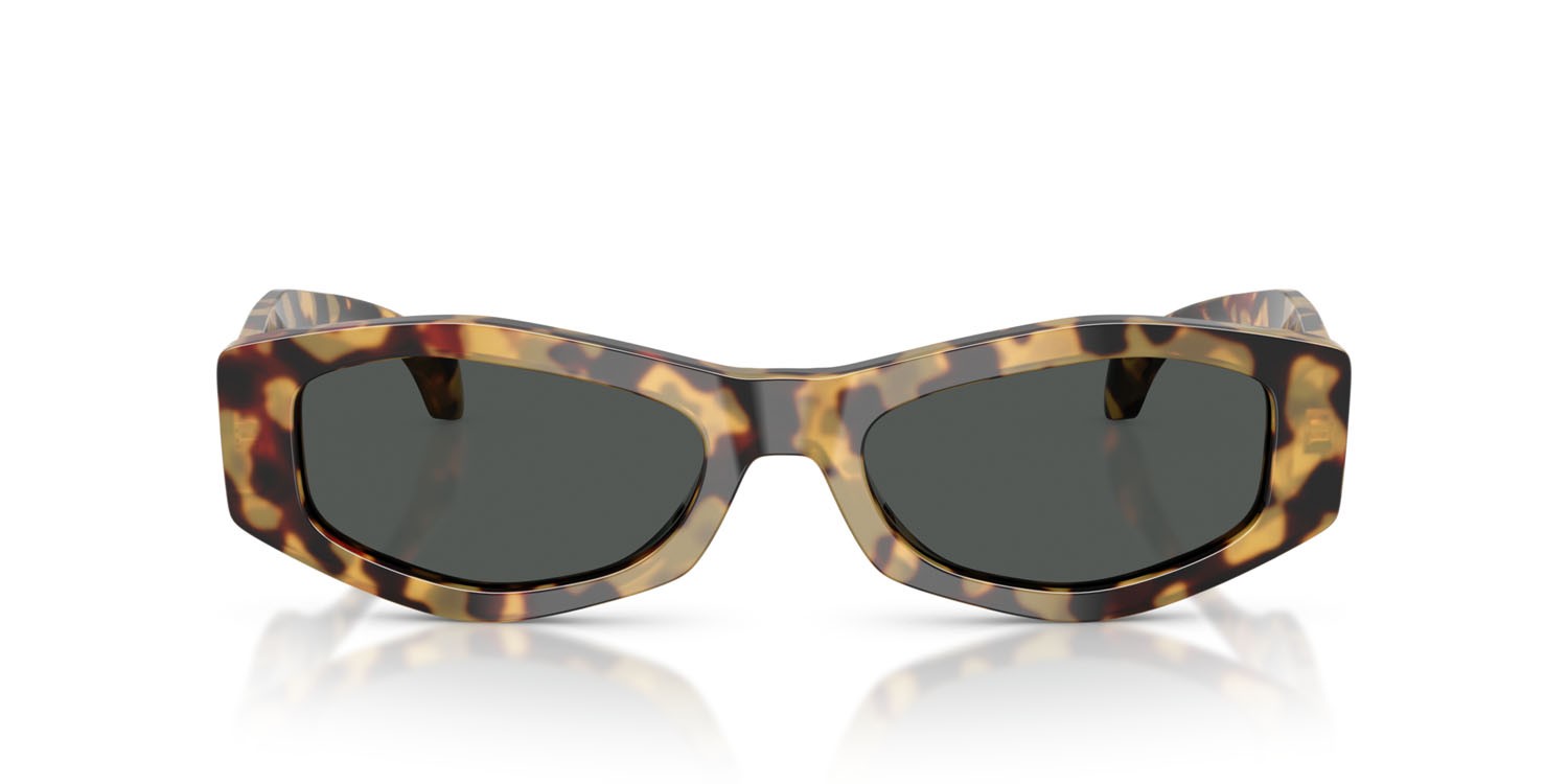 Occhiali da sole Versace VE 4487 (777/87) colore avana giallo marrone forma irregolare lenti grigio scuro