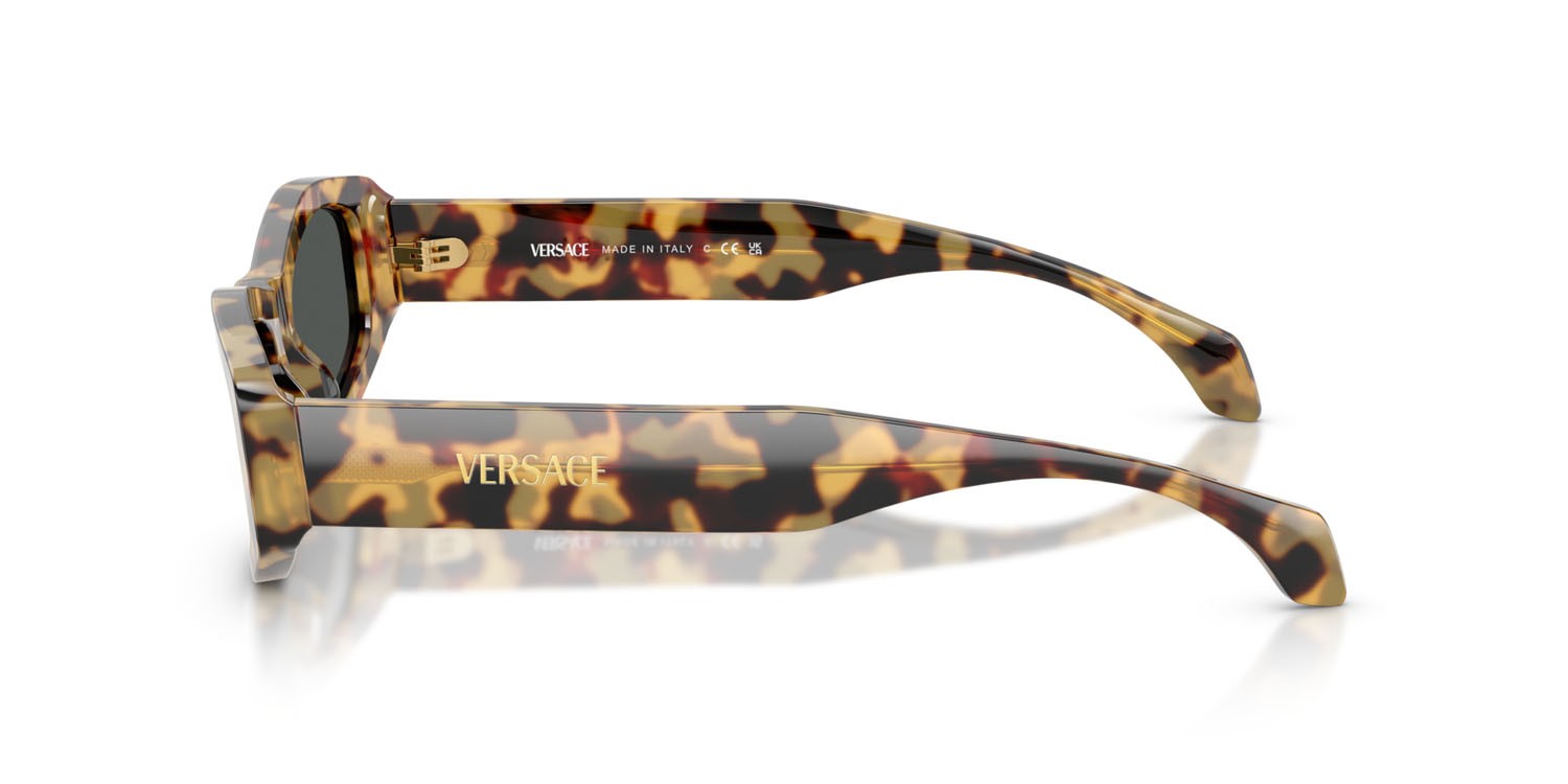 Occhiali da sole Versace VE 4487 (777/87) colore avana giallo marrone forma irregolare lenti grigio scuro