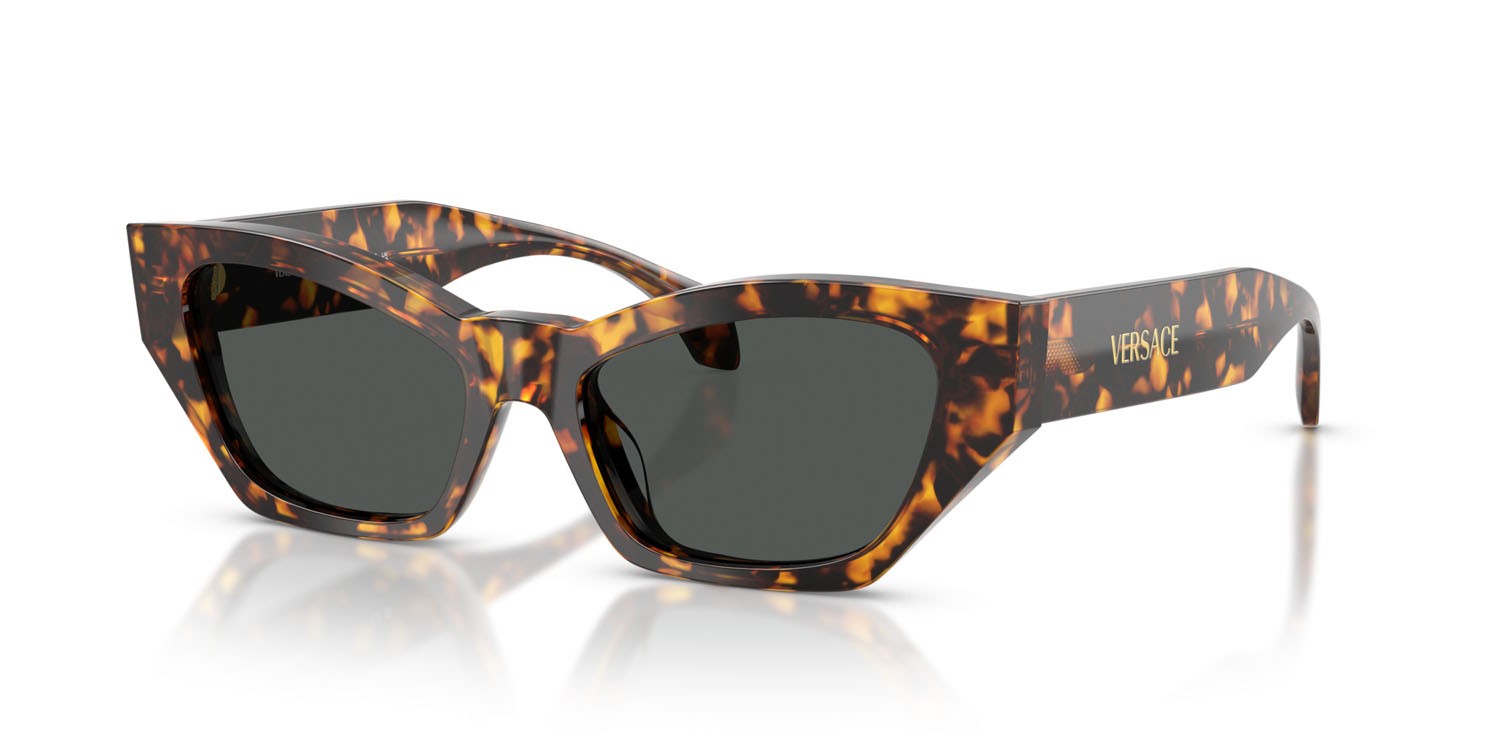 Occhiali da sole Versace VE 4488U (551487) colore havana tartarugato forma cat eye lenti grigio scuro