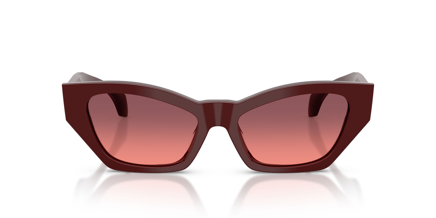 Occhiali da sole Versace VE 4488U (551520) colore rosso tinta unita forma cat eye lenti rosa sfumato viola