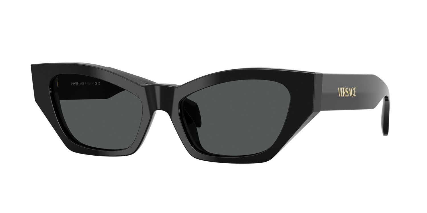 Occhiali da sole Versace VE 4488U (GB1/87) colore nero forma cat eye lenti grigio scuro