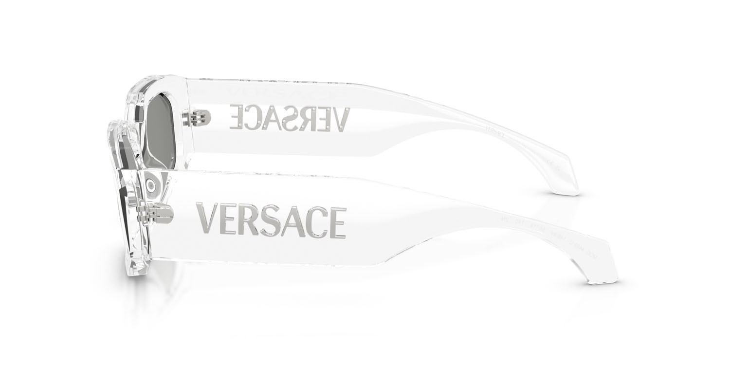 Occhiali da sole Versace VE 4489U (148/8V) colore trasparente forma irregolare lenti trasparente specchiato argento