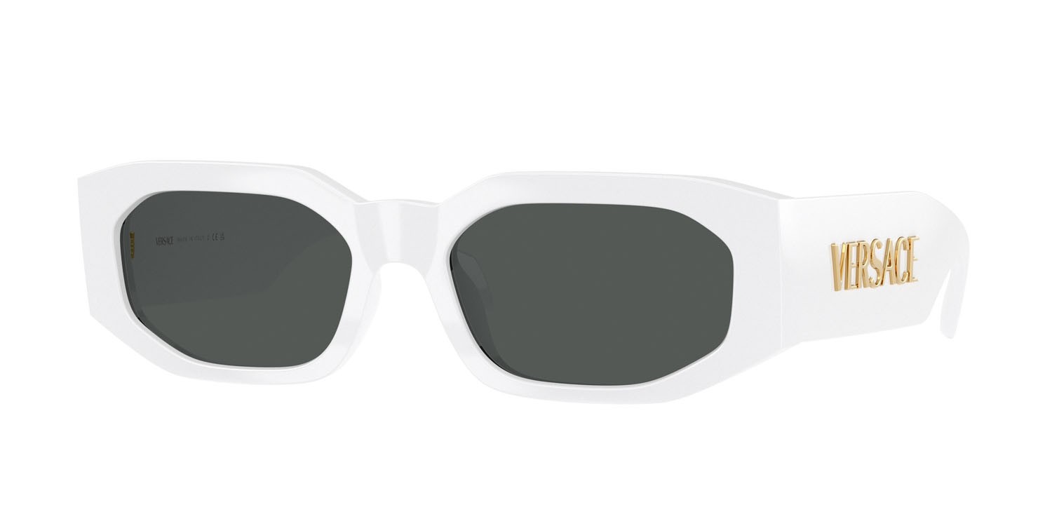 Occhiali da sole Versace VE 4489U (314/87) colore bianco forma irregolare lenti grigio scuro
