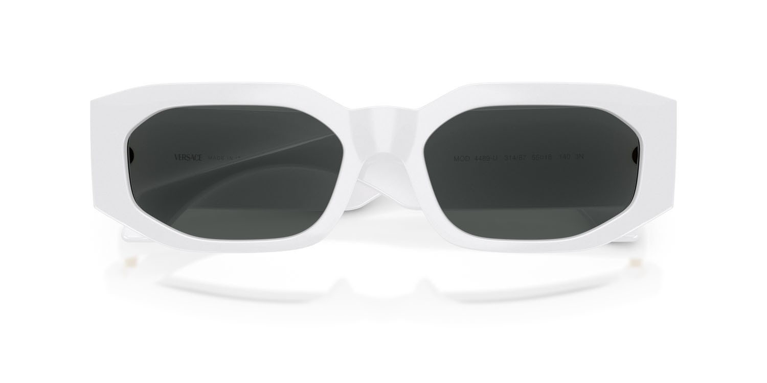 Occhiali da sole Versace VE 4489U (314/87) colore bianco forma irregolare lenti grigio scuro