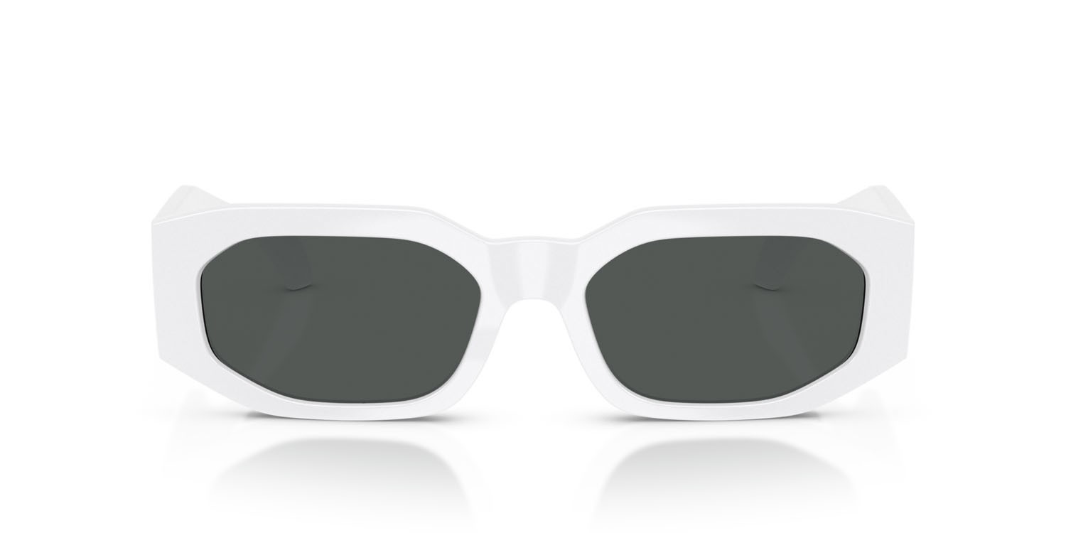 Occhiali da sole Versace VE 4489U (314/87) colore bianco forma irregolare lenti grigio scuro