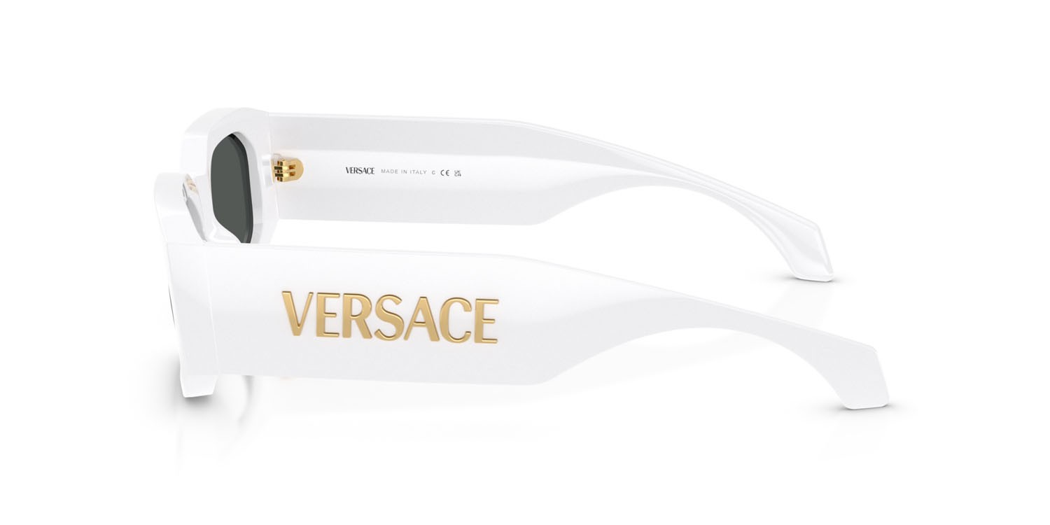 Occhiali da sole Versace VE 4489U (314/87) colore bianco forma irregolare lenti grigio scuro