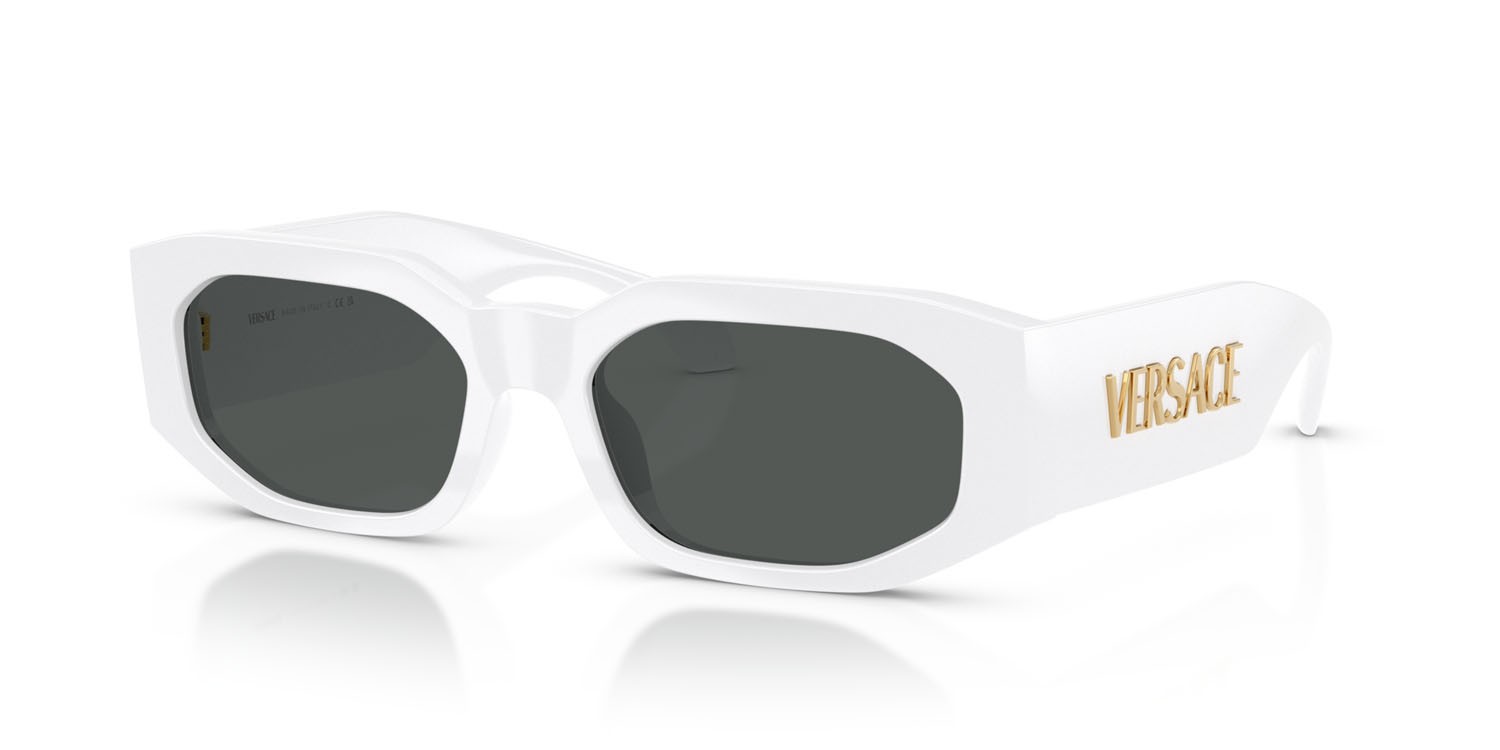 Occhiali da sole Versace VE 4489U (314/87) colore bianco forma irregolare lenti grigio scuro