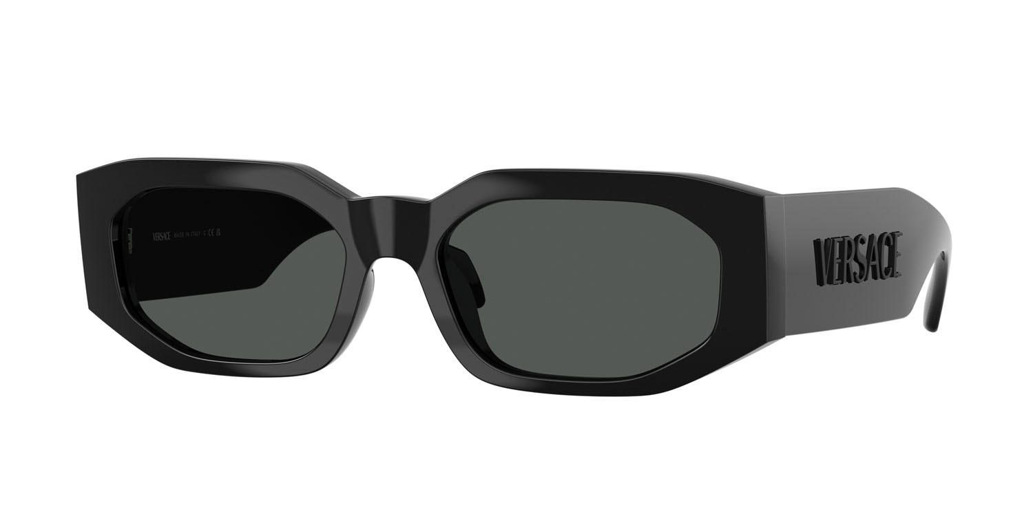 Occhiali da sole Versace VE 4489U (536087) colore nero forma irregolare lenti grigio scuro