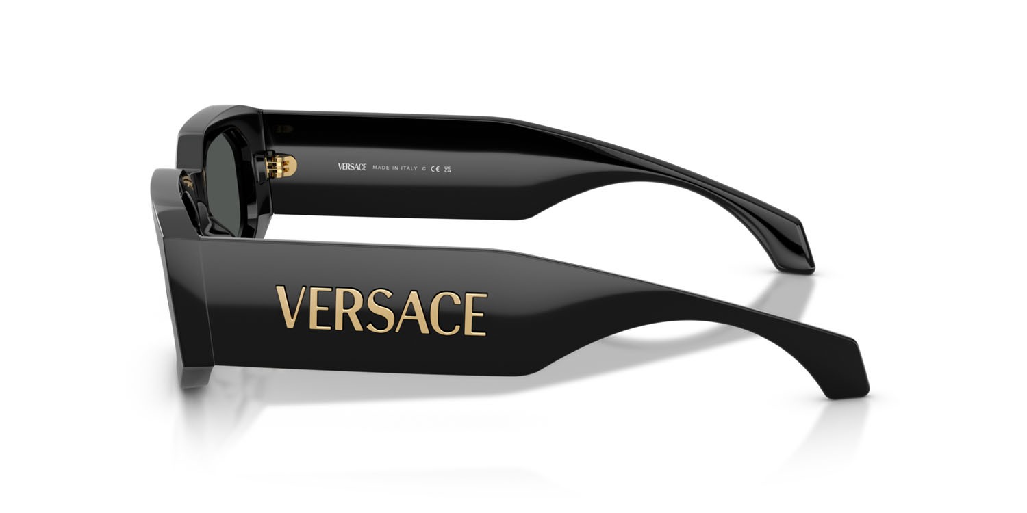 Occhiali da sole Versace VE 4489U (GB1/87) colore nero forma irregolare lenti grigio scuro
