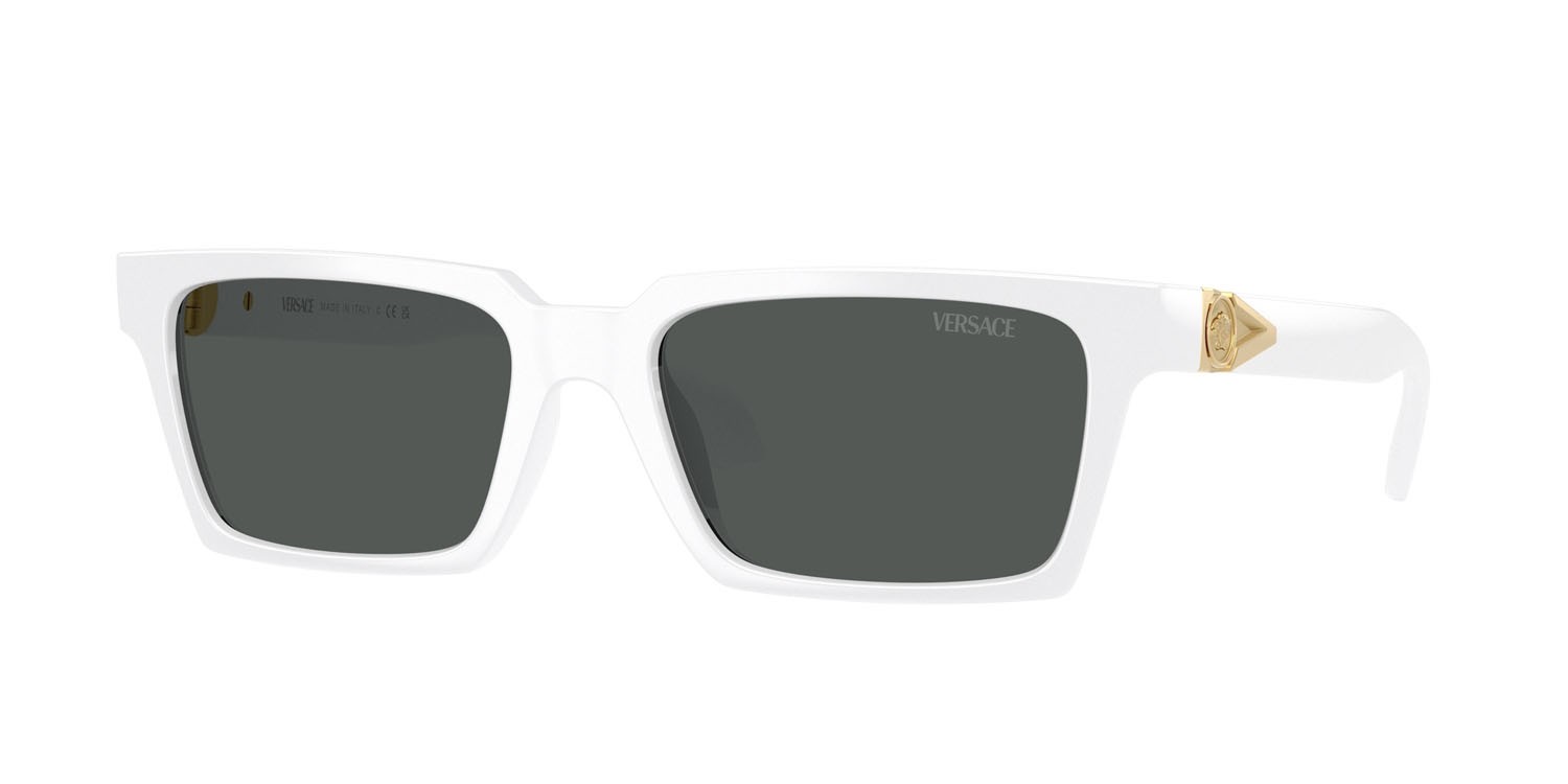 Occhiali da sole Versace VE 4490U (314/87) colore bianco forma rettangolare lenti grigio scuro