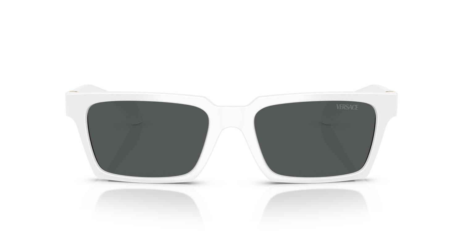 Occhiali da sole Versace VE 4490U (314/87) colore bianco forma rettangolare lenti grigio scuro