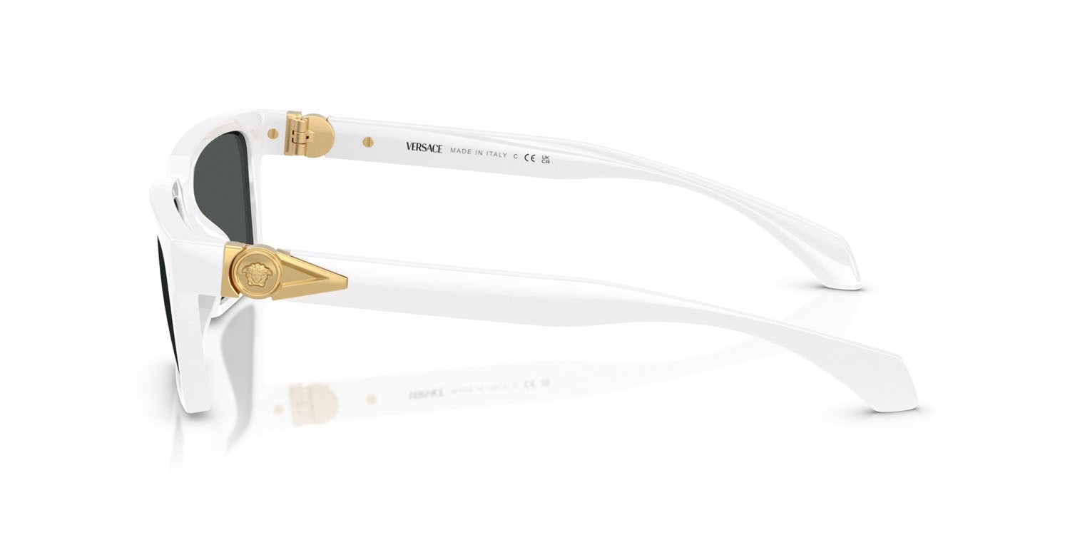Occhiali da sole Versace VE 4490U (314/87) colore bianco forma rettangolare lenti grigio scuro