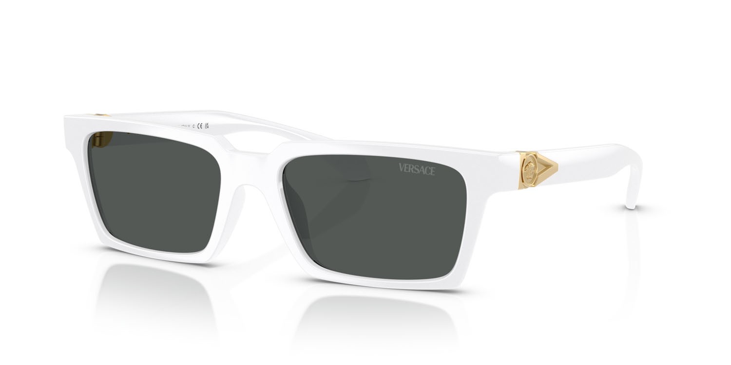 Occhiali da sole Versace VE 4490U (314/87) colore bianco forma rettangolare lenti grigio scuro