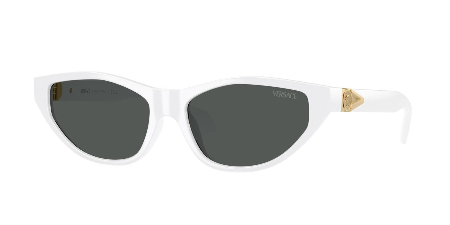 Occhiali da sole Versace VE 4491U (314/87) colore bianco forma cat eye lenti grigio scuro