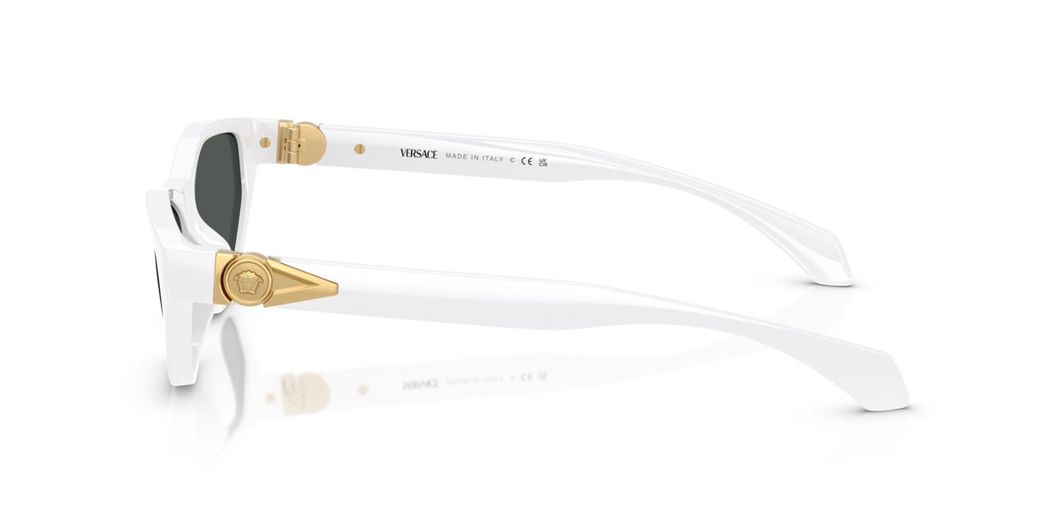 Occhiali da sole Versace VE 4491U (314/87) colore bianco forma cat eye lenti grigio scuro