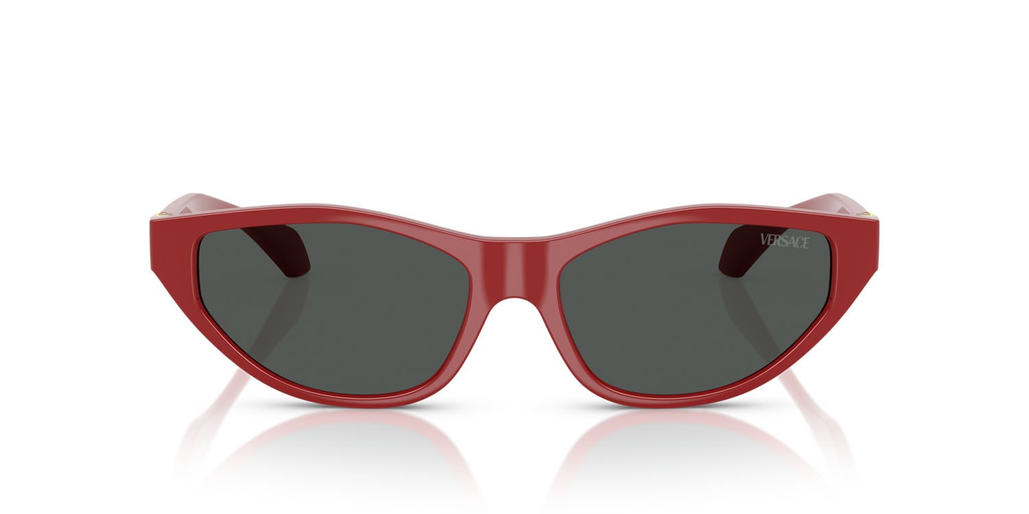 Occhiali da sole Versace VE 4491U (538887) colore rosso forma cat eye lenti grigio scuro