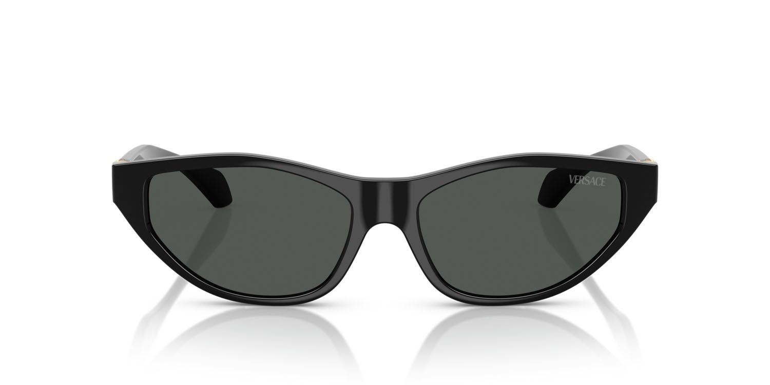Occhiali da sole Versace VE 4491U (GB1/87) colore nero forma cat eye lenti grigio scuro
