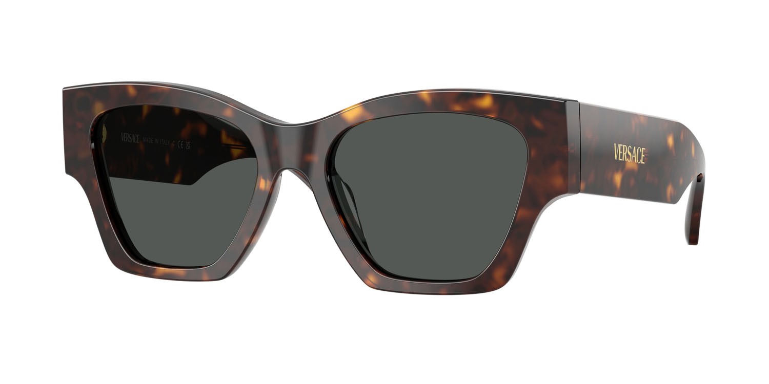 Occhiali da sole Versace VE 4492U (108/87) colore havana scuro forma quadrato lenti grigio scuro