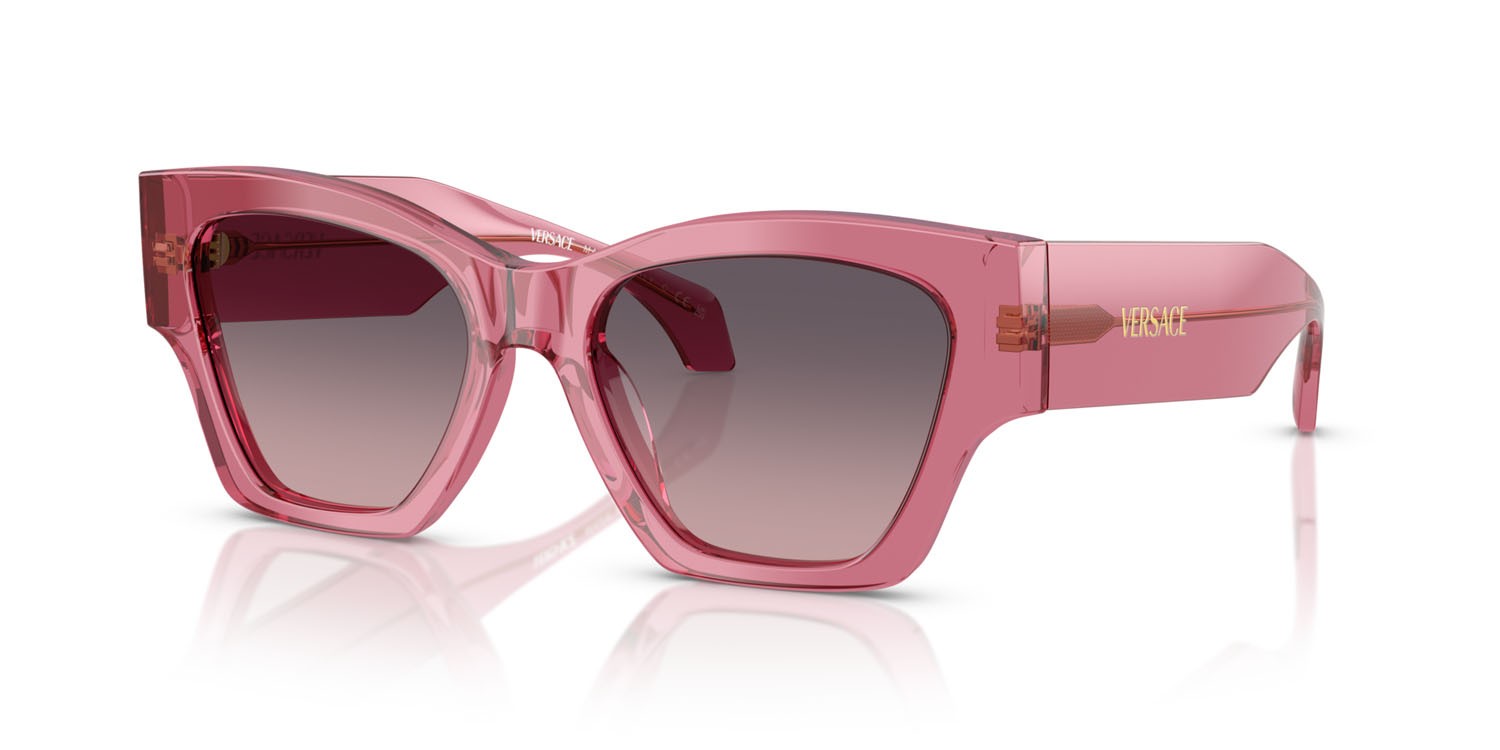 Occhiali da sole Versace VE 4492U (551646) colore rosa trasparente forma quadrato lenti rosa sfumato grigio