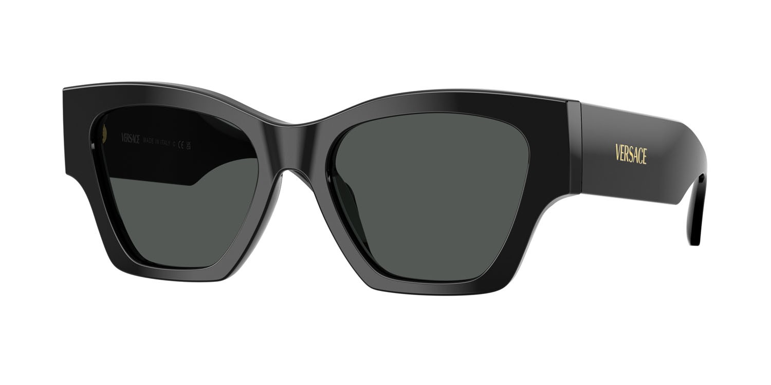 Occhiali da sole Versace VE 4492U (GB1/87) colore nero forma quadrato lenti grigio scuro