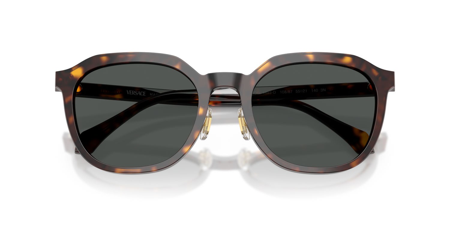 Occhiali da sole Versace VE 4493D (108/87) colore havana scuro forma pantos lenti grigio scuro