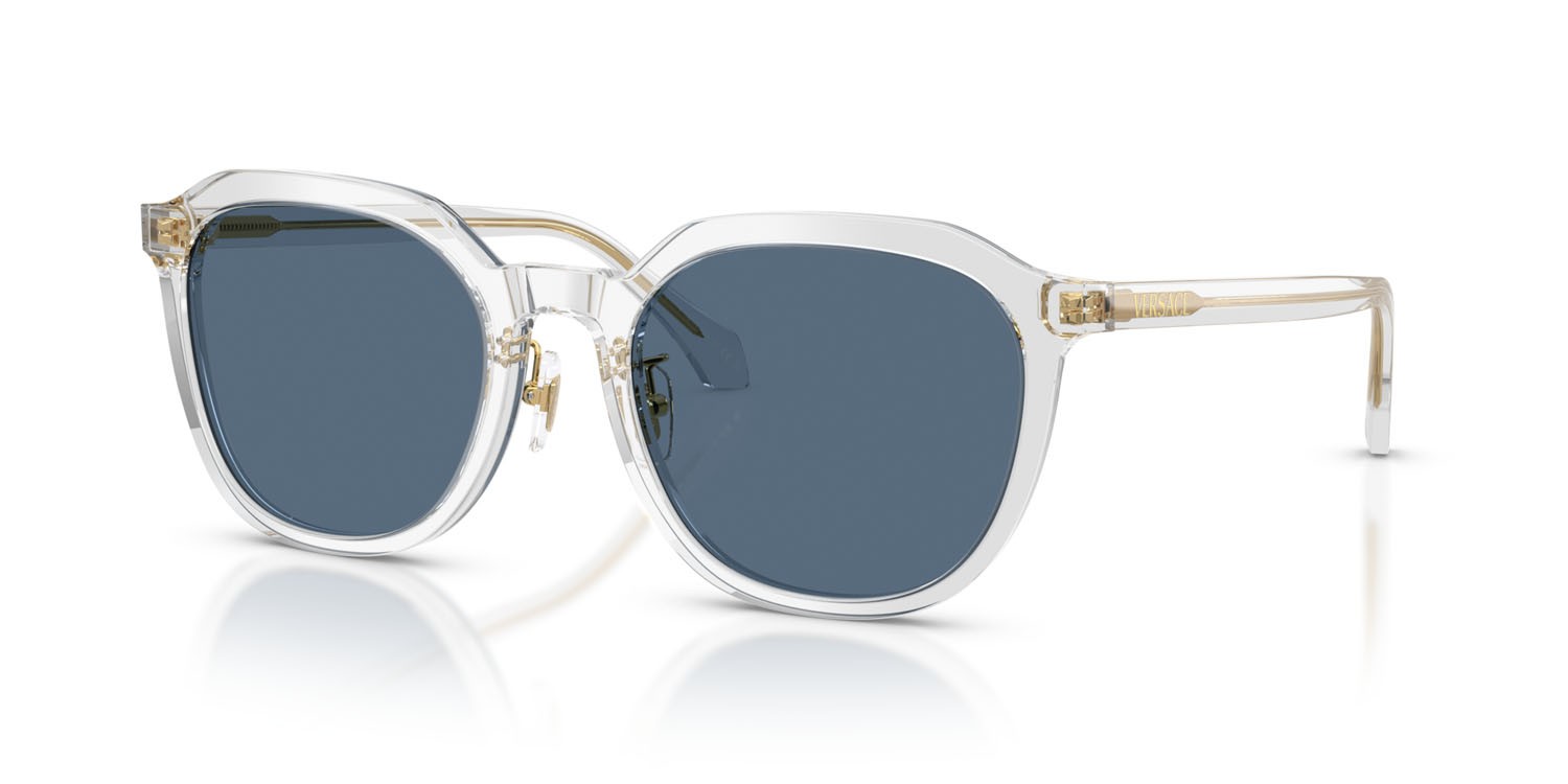 Occhiali da sole Versace VE 4493D (551971) colore grigio trasparente forma pantos lenti blu scuro