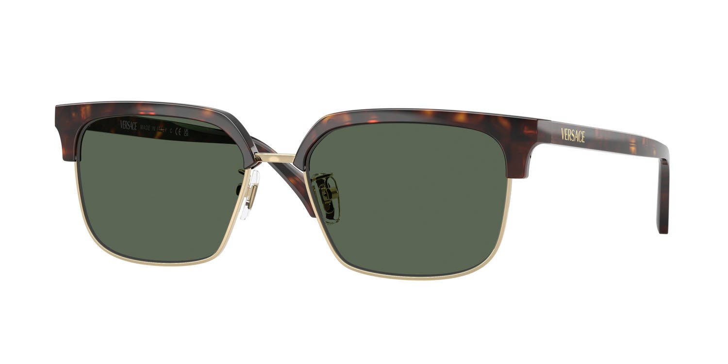 Occhiali da sole Versace VE 4494D (108/71) colore havana scuro forma quadrato lenti verde scuro