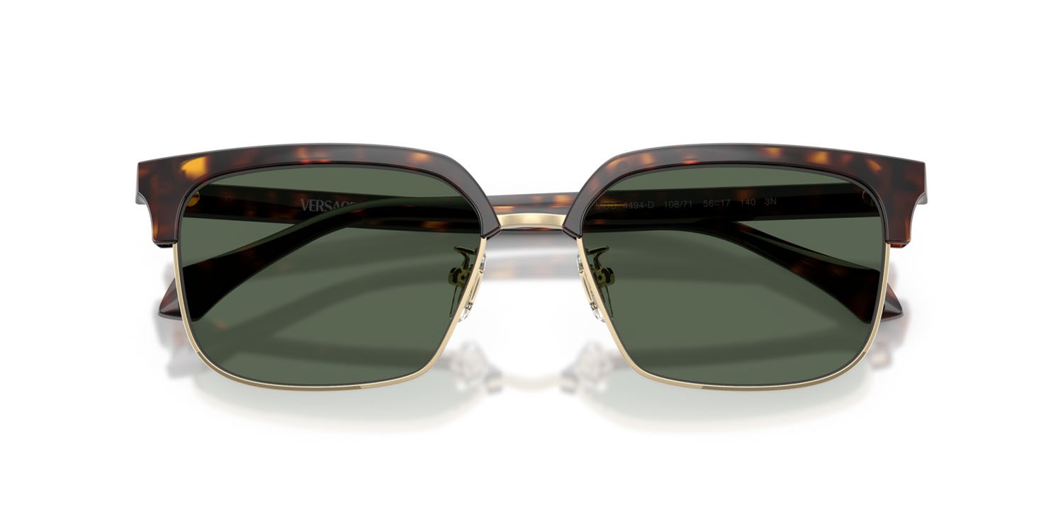 Occhiali da sole Versace VE 4494D (108/71) colore havana scuro forma quadrato lenti verde scuro