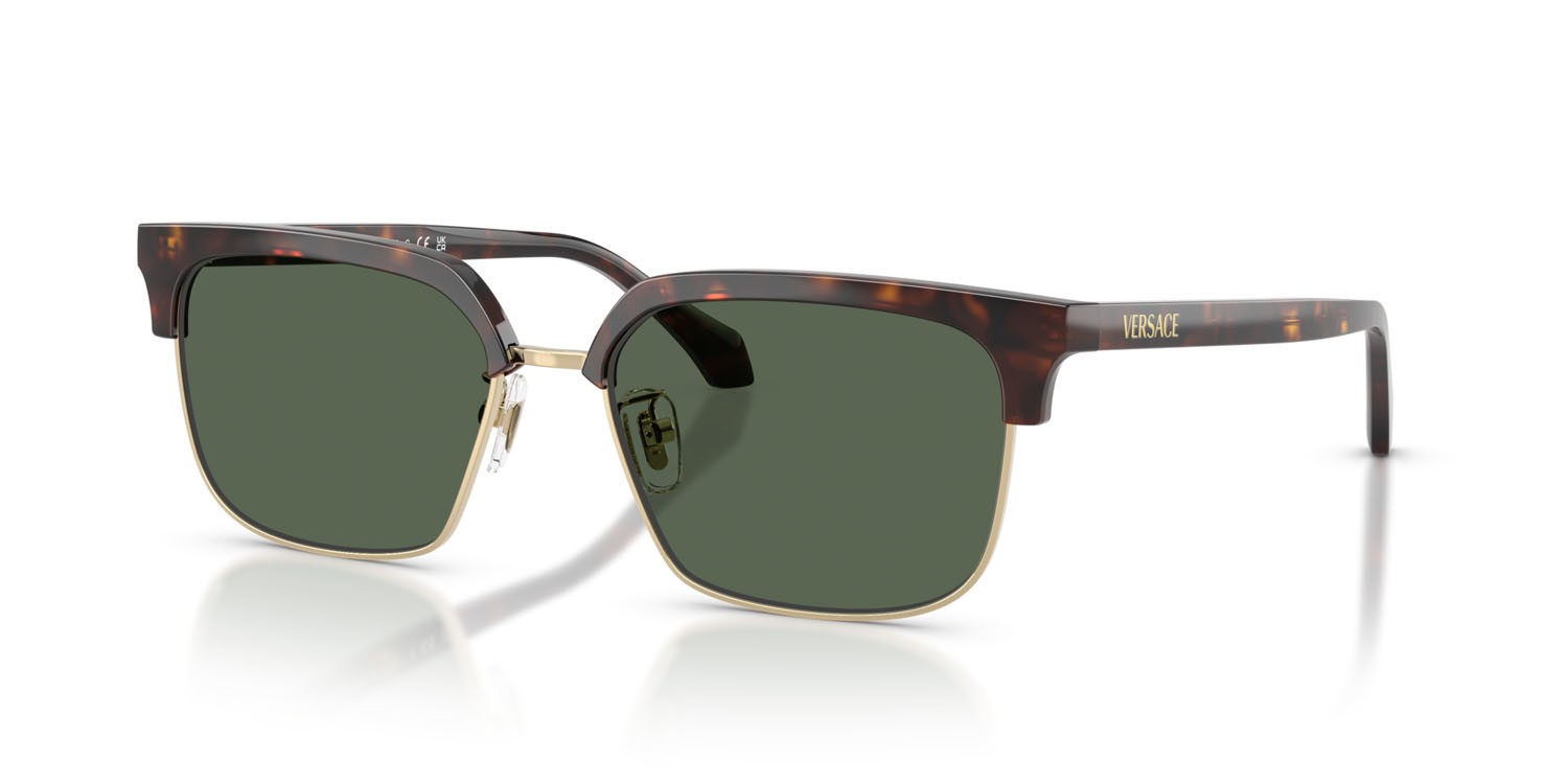 Occhiali da sole Versace VE 4494D (108/71) colore havana scuro forma quadrato lenti verde scuro