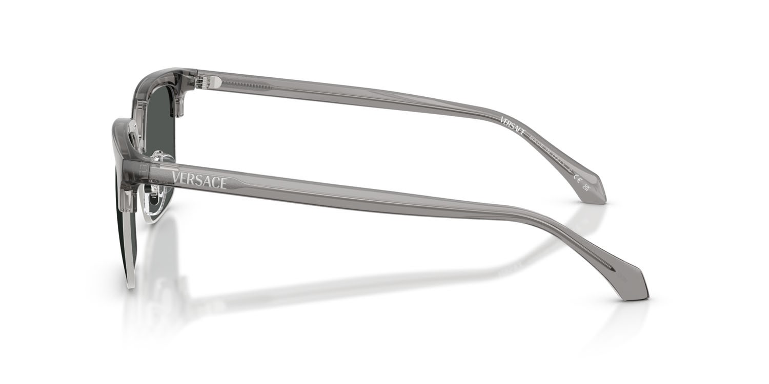Occhiali da sole Versace VE 4494D (593/87) colore grigio trasparente forma quadrato lenti grigio scuro