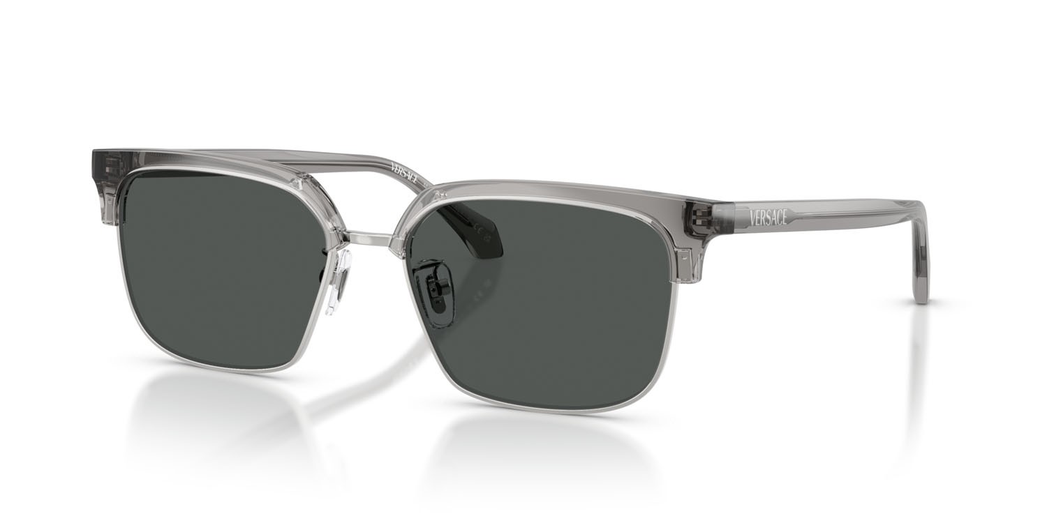 Occhiali da sole Versace VE 4494D (593/87) colore grigio trasparente forma quadrato lenti grigio scuro