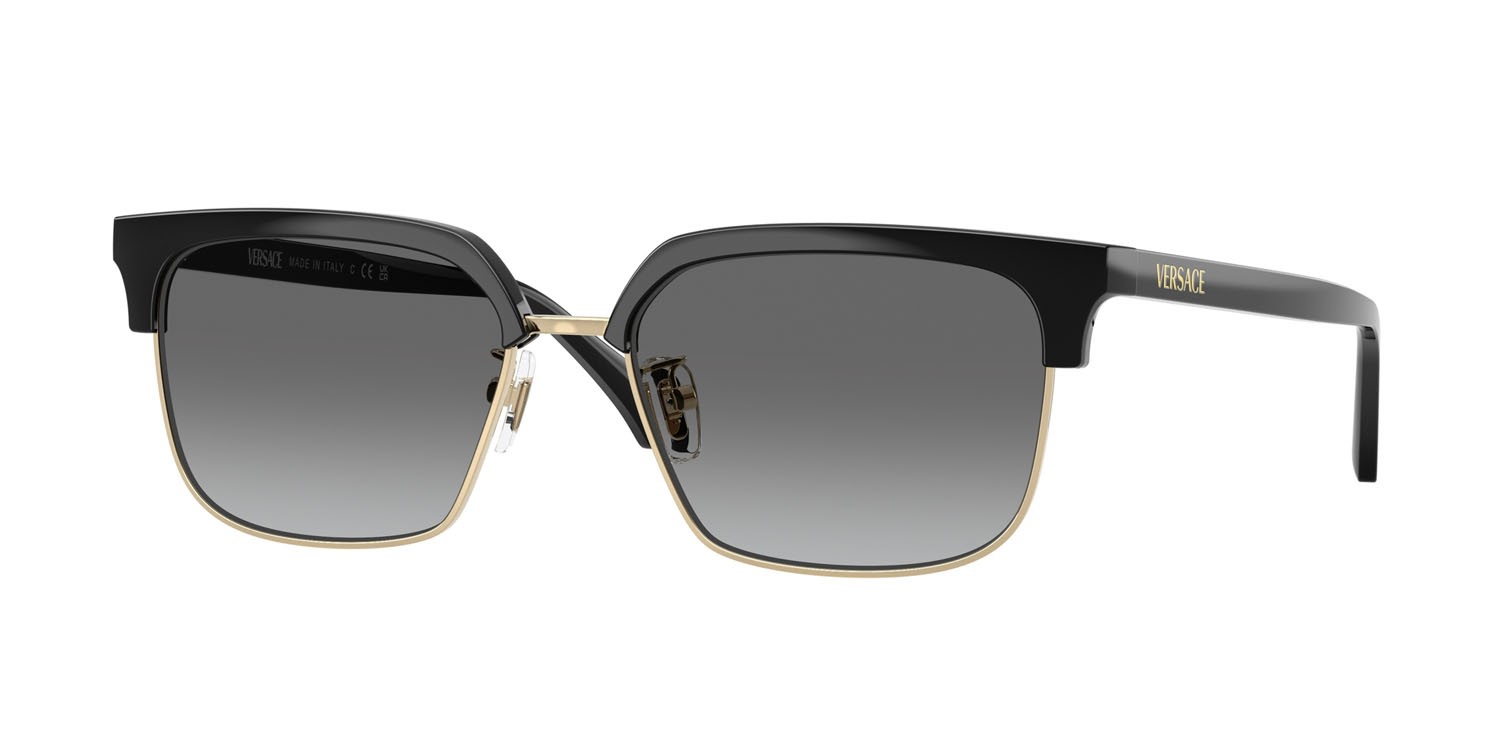 Occhiali da sole Versace VE 4494D (GB1/11) colore nero forma quadrato lenti grigio sfumato