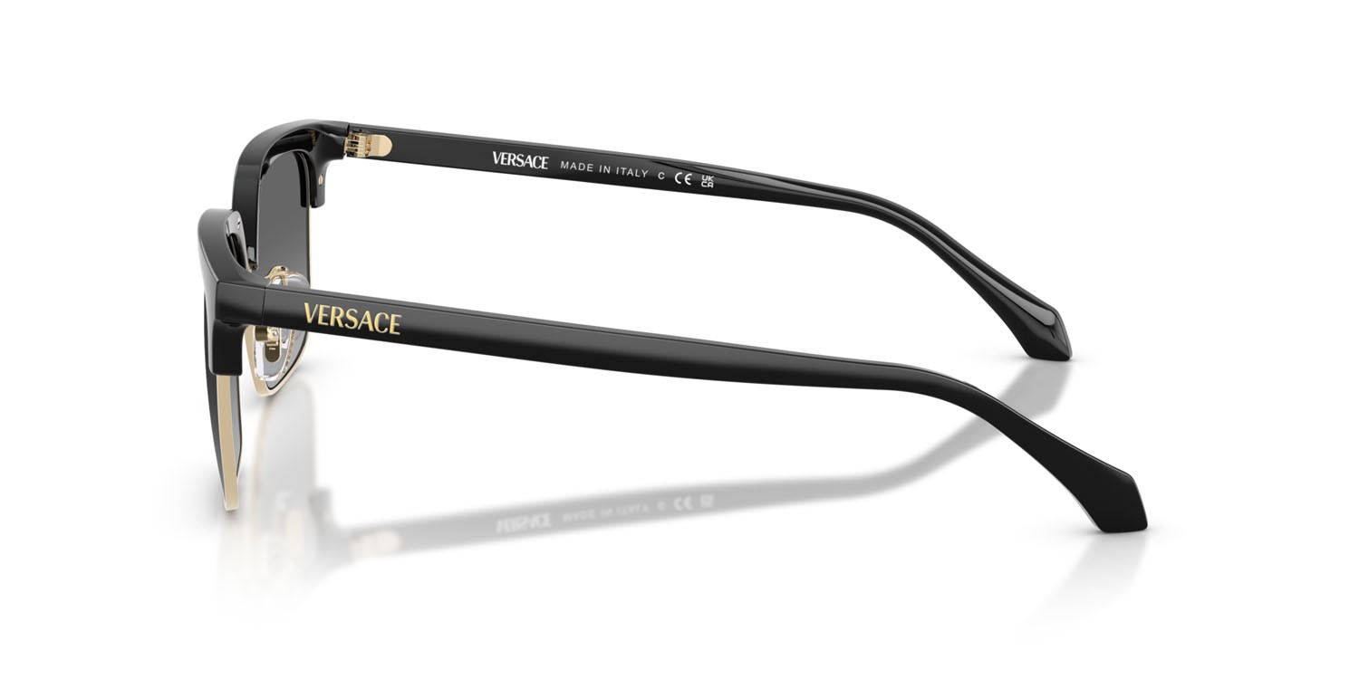 Occhiali da sole Versace VE 4494D (GB1/11) colore nero forma quadrato lenti grigio sfumato