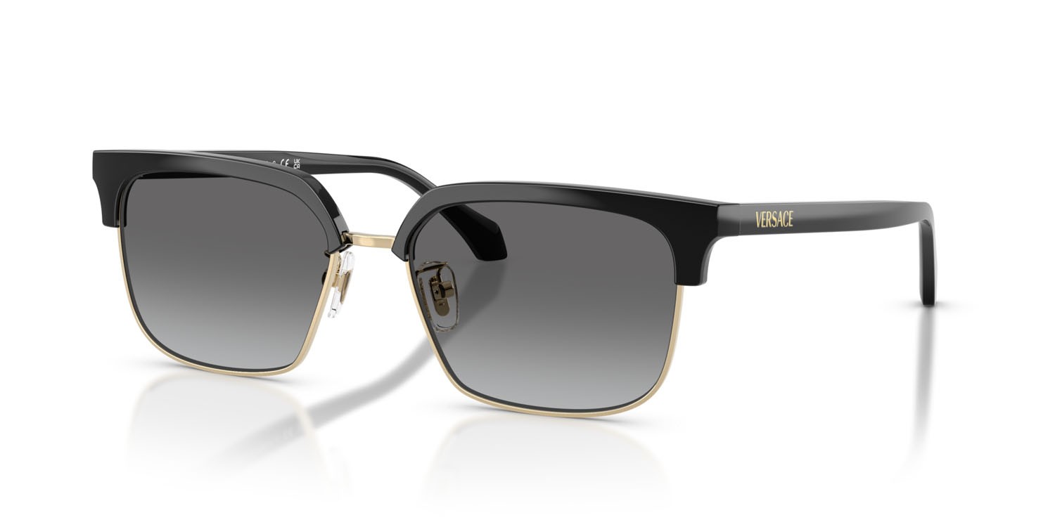 Occhiali da sole Versace VE 4494D (GB1/11) colore nero forma quadrato lenti grigio sfumato