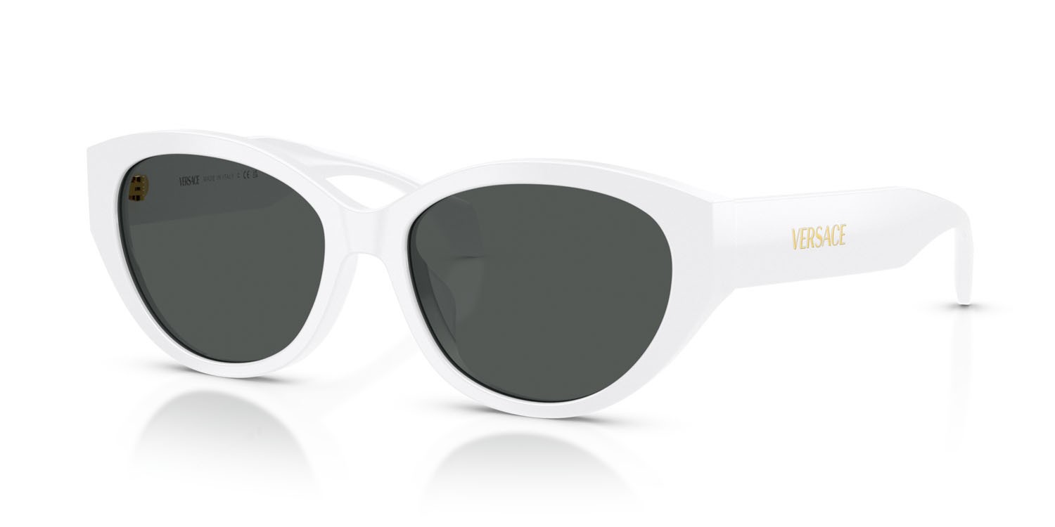 Occhiali da sole Versace VE 4495D (314/87) colore bianco forma ovale lenti grigio scuro