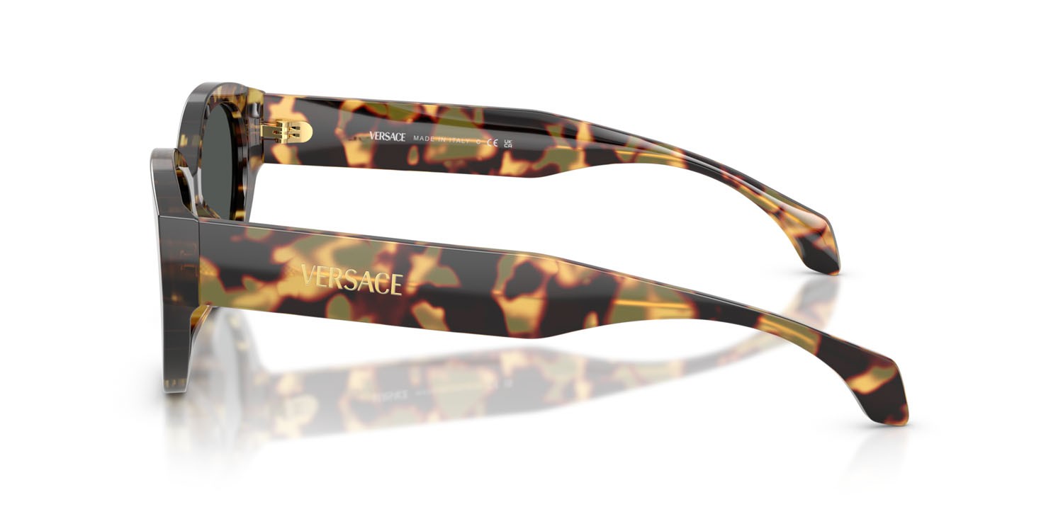 Occhiali da sole Versace VE 4495D (777/87) colore avana giallo marrone forma ovale lenti grigio scuro