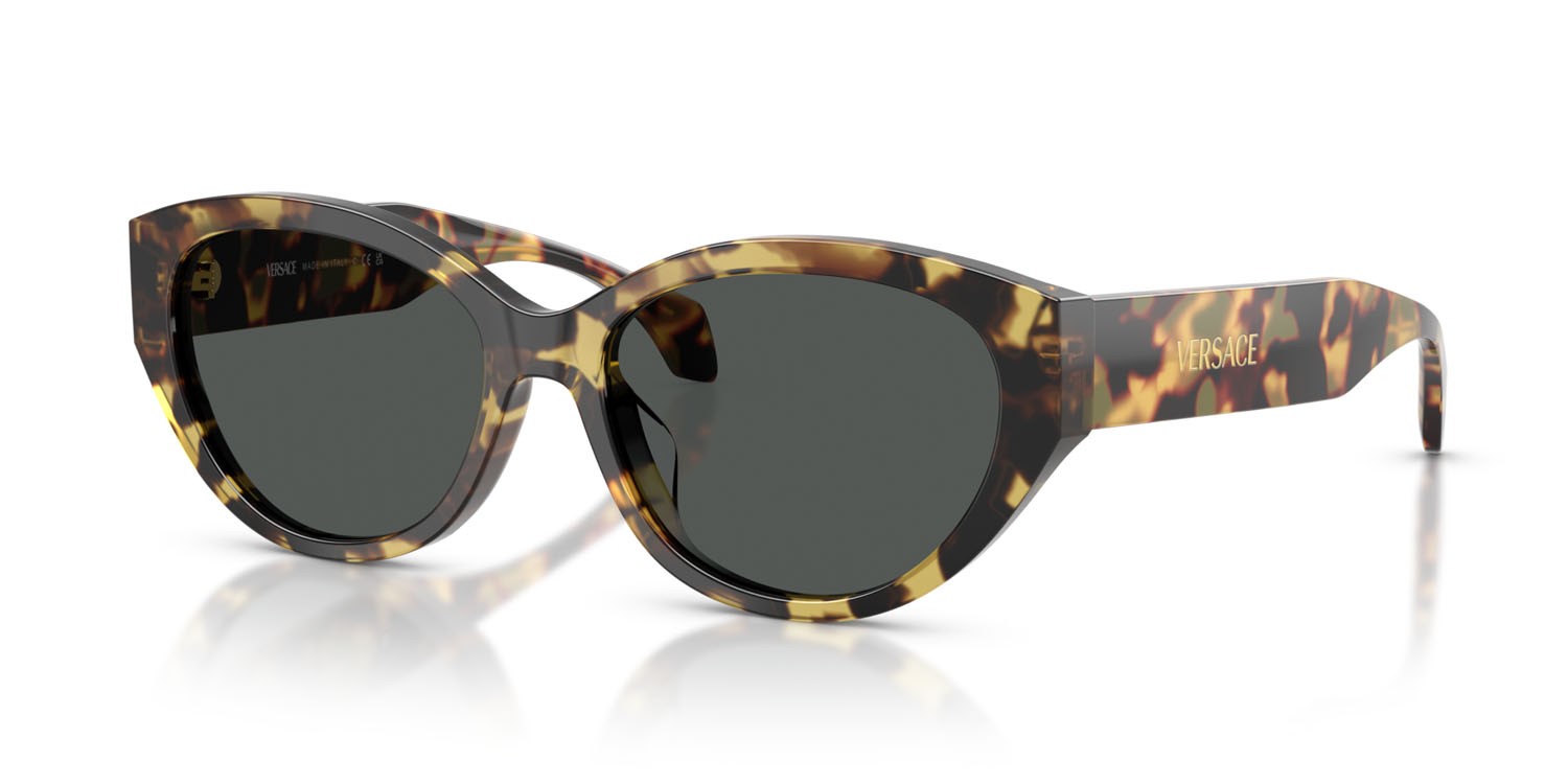 Occhiali da sole Versace VE 4495D (777/87) colore avana giallo marrone forma ovale lenti grigio scuro