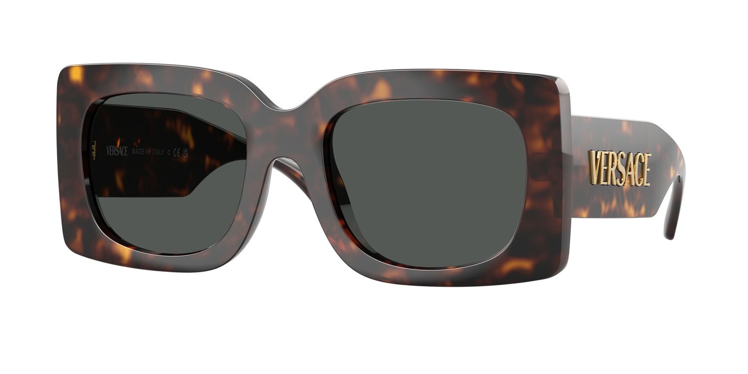 Occhiali da sole Versace VE 4496U (108/87) colore havana forma quadrato lenti grigio scuro